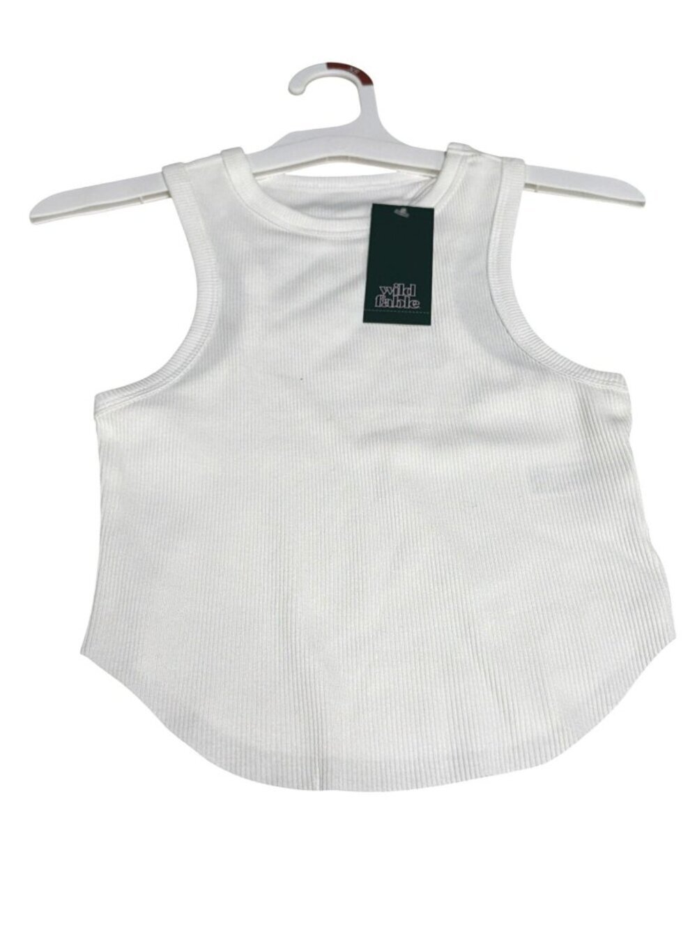 Wild Fable White Ribbed Racerback Tank Top XS